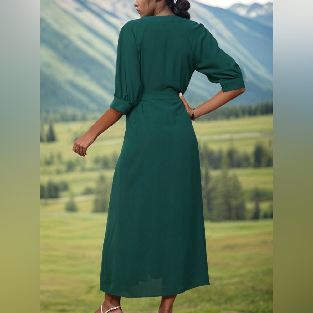 NWT Short Sleeve Button Front Maxi Dress Medium Large - Picture 2 of 12